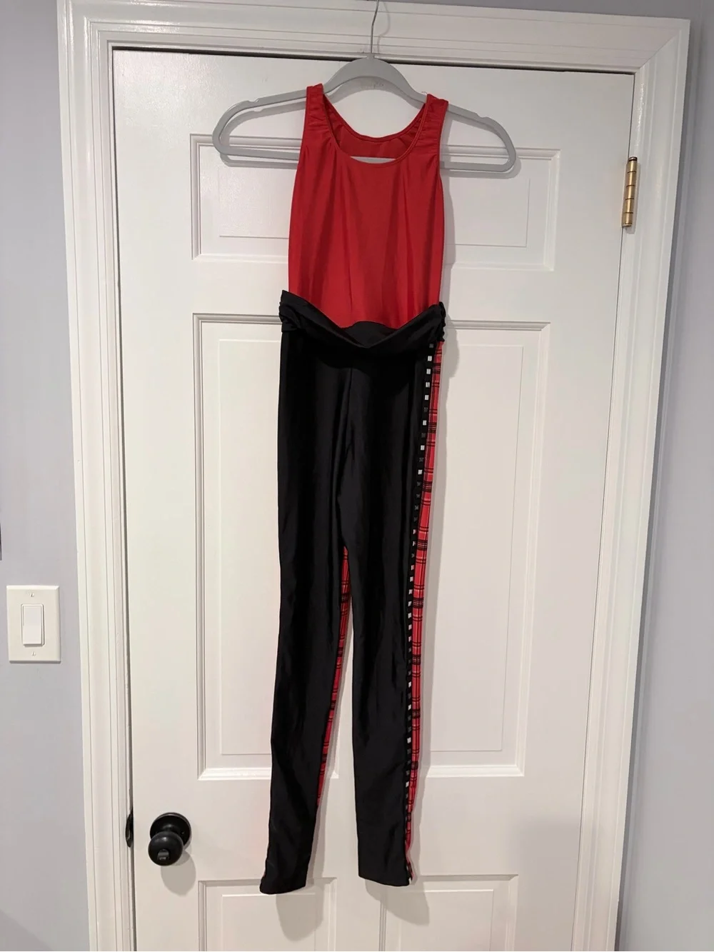 Revolution Dancewear Red Plaid Unitard Catsuit LC